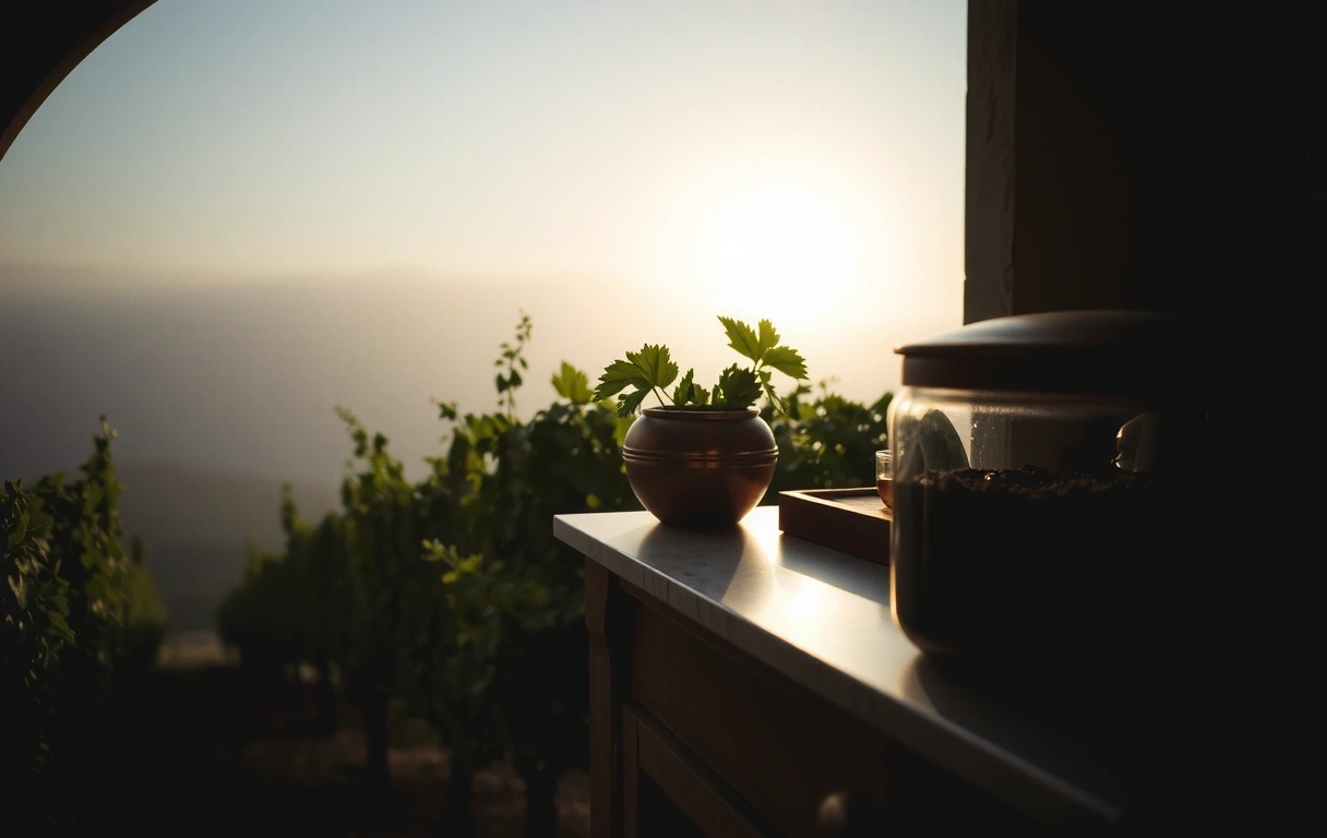 Vigneto toscano all'alba